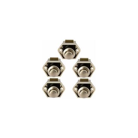 Loquet serrure bouton fermeture porte placard pour camping-car – Métal et plastique ABS – Compatible épaisseur 14-16mm – 5 pièces nickel (1/5)