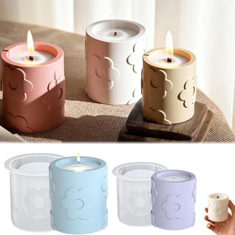 Silikonform Kerzenhalter Blumen - 2er Set für DIY Gießformen