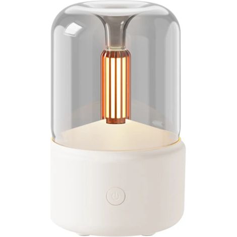 Diffuseur d'huiles essentielles à flamme de bougie (blanc, USB) (1/5)