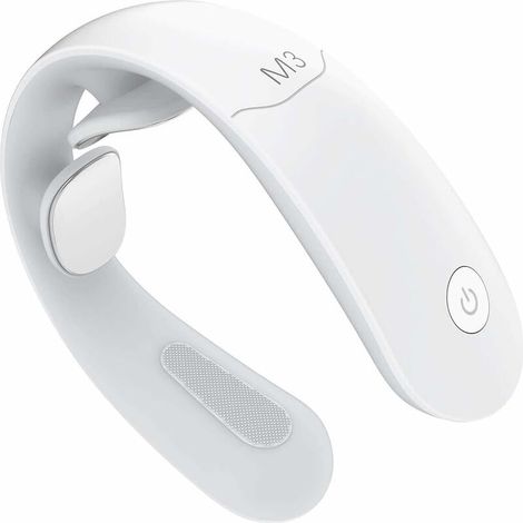 Multifunction Neck Massager, Electromagnetic Pulse Neck Massager, Relieves Neck Muscle Pain, Portable, Suitable for Home, Office, Driving, Travel (White)