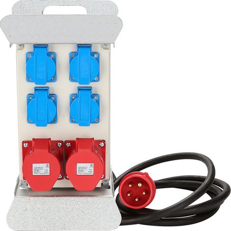 SWANEW Stromverteiler Verteiler Baustromverteiler Stromverteilung CEE 2 x 16A 400V+4x 230V 5 Polig IP44 Schuko Wandverteiler Mit Sicherheitsklappdeckeln Leitung Für Baustelle (1/4)