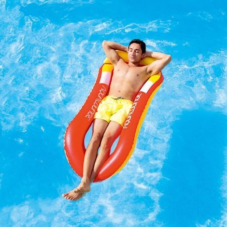 Matelas Gonflable Piscine,Fauteuil Gonflable de Piscine,Hamac de Piscine,Lit Flottant Gonflable avec Filet,Matelas Piscine et Plage Enfants Adultes (rouge) (1/5)