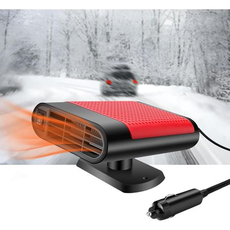 Chauffage de voiture 12 V 150 W Dégivreur avec support et ventouse Désembueur de pare brise portable 2 en 1 Chauffage et refroidissement