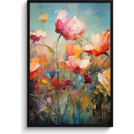 AFFICHE ENCADRÉE Fleurs - Aquarelle - Art - Botanique - Nature Decoration Murale Peinture 80x120 (1/5)