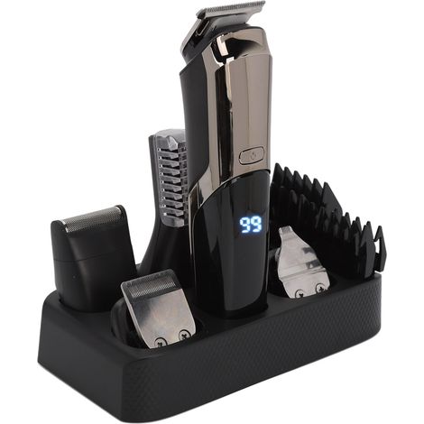 Tondeuse électrique avec sabots de guidage, tondeuse multifonctions, lavable, écran LED, pour barbe, tête, corps et visage (1/5)