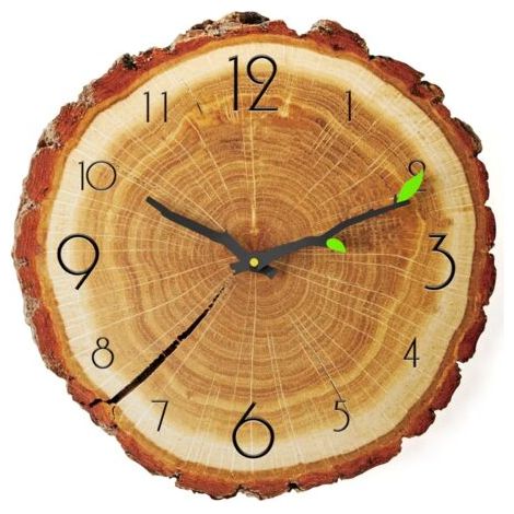Horloge murale rétro en bois avec anneau annuel, horloge à grain de bois, horloge murale antique sans tic-tac, horloge murale de style campagnard rétro, horloge murale silencieuse pour petit salon (1/3)
