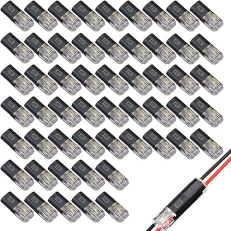 Rapide Connecteur Electrique Etanche, Connecteur 2 Fils, Broches 12v, D2 Raccord Fil étanche,Fil électrique Voiture 18-22AWG (1/5)