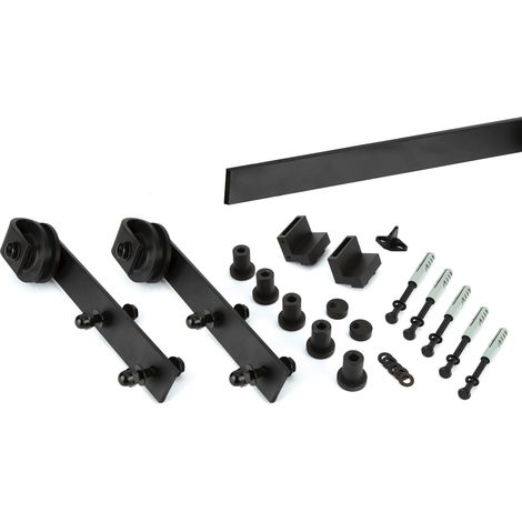 Kit herrajes puerta corredera madera 2m negro acero exterior (1/5)