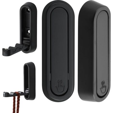 Wandhaken 7 x 2 cm, einziehbare Wandhaken, 90°-Klapphaken, praktisch und langlebig, für Küche und Bad, Schwarz (1/5)