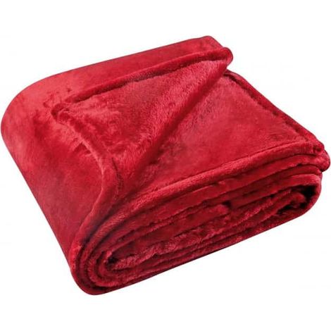 Couverture polaire uni rouge - 180x220cm - Rouge (1/2)