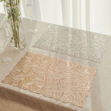 Set de table isolé en PVC - - 6 pièces - Argent - 30x45 cm - Huile antiadhésive - Isolation thermique (1/5)