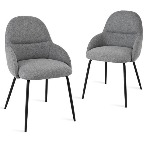 Goeurvant Sedie da pranzo in stile scandinavo minimalista, che offrono un supporto ottimale per la schiena e una base stabile in legno - Set di 2 - Grigio
