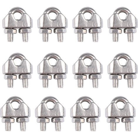 Abrazadera de cable de acero inoxidable galvanizado de 12 piezas de 4 mm, abrazadera de cable de alambre, clips de cable de metal en forma de arco, abrazadera de acero inoxidable en forma de arco, abr (1/4)