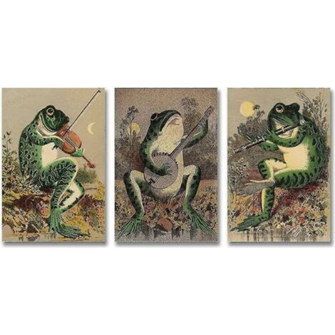 Funny bathroom posters, frog posters, canvas prints, vintage frogs (1/4)