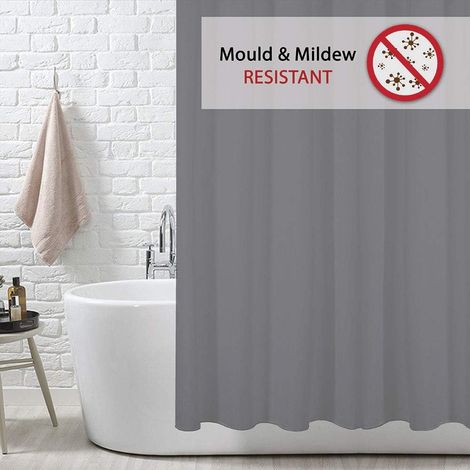 Rideau de douche monobloc (bordeaux, 180 x 180 cm) sans perforation, pour hôtel, salle de bain d'hôtel, rideau de douche épais, séparateur de salle de bain. (1/4)
