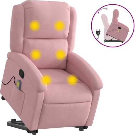 Massagesessel mit Aufstehhilfe Rosa Samt vidaXL (1/5)