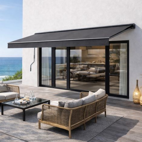 Tenda da sole manuale 3,95 x 2,5 m in alluminio con telo grigio ADRO