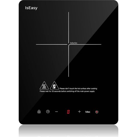 Iseasy – Plaque induction portable 2100W – 28cm – 9 niveaux de puissance – Minuteur 0-99 minutes – Protection surchauffe et sécurité enfants (1/5)