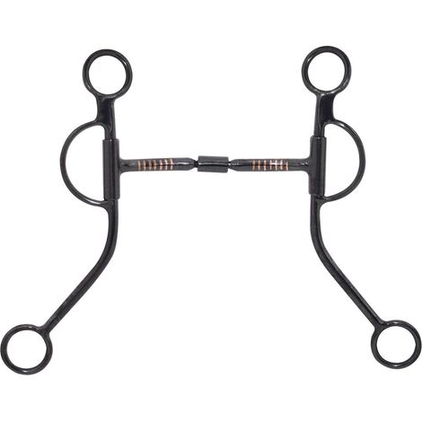 Morsure occidentale en fer noir à tige courte avec embout semi-articulé et inserts en cuivre