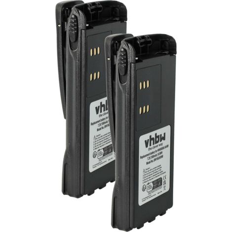 vhbw 2x Akku kompatibel mit Motorola PRO5450, PRO5550, PRO5350, PRO5750 Funkgerät, Walkie Talkie (1500 mAh, 7,2 V, NiMH) + Gürtelclip