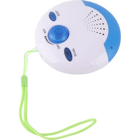 Mini radio de douche avec haut-parleur et antenne intégrés, longue autonomie, étanche, portable, FM, idéale pour la salle de bain. (1/5)