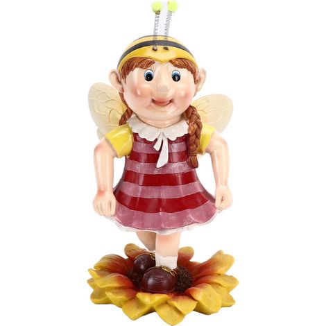 Statue d'abeille de style dessin animé pour jardin, en résine imperméable, style champêtre, décoration extérieure pour cour. (1/5)