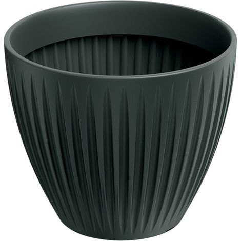 Pot de fleurs rond Latia - 40x40x33 cm - Anthracite - Avec insert - Design moderne et élégant (1/3)