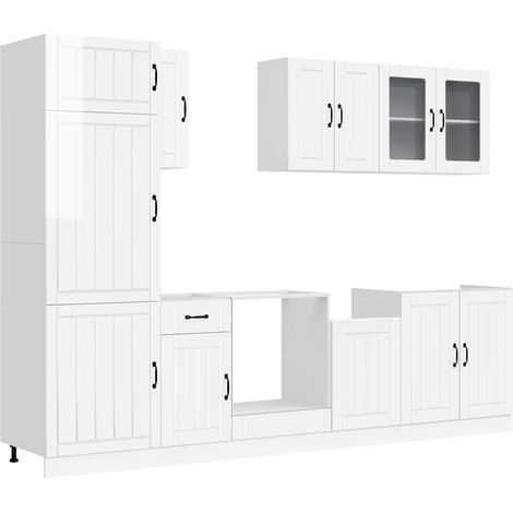 Maison Exclusive - Set Mobili da Cucina 8 pz Lucca BiancLucido in Truciolato (1/5)