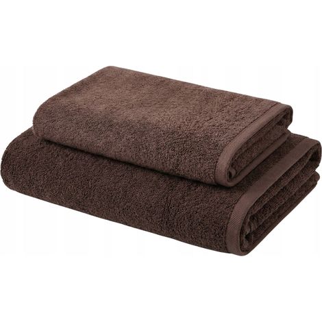 Set mit 2 Badetüchern, 100 % Baumwolle, braun, 70 x 140 cm und 50 x 90 cm (1/3)