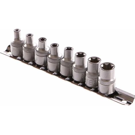 Set di 8 chiavi a bussola Torx E4-14mm 3/8"CRV(5/20) (1/2)