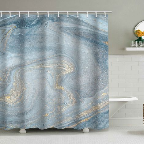 Duschvorhang mit Marmormuster (180 x 200 cm), bedruckter, wasserdichter Stoffduschvorhang, Duschvorhang aus Polyester mit geometrischem Muster, inklusive 12 Haken.