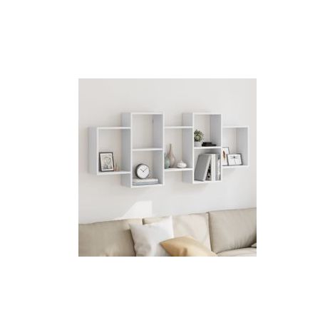 Étagère murale blanc 159x18x65 bois d'ingénierie (1/5)