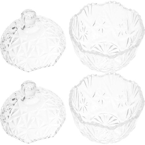 Bocaux à bonbons en verre avec couvercle, forme ronde, style simple, pour le comptoir de la cuisine, usage familial (lot de 2) (1/4)