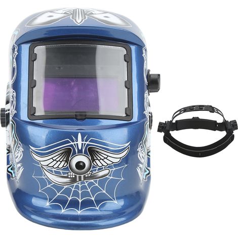 Casque de soudage LCD à auto-obscurcissement, couleur réelle, protection réglable, style crâne bleu gentleman (1/5)
