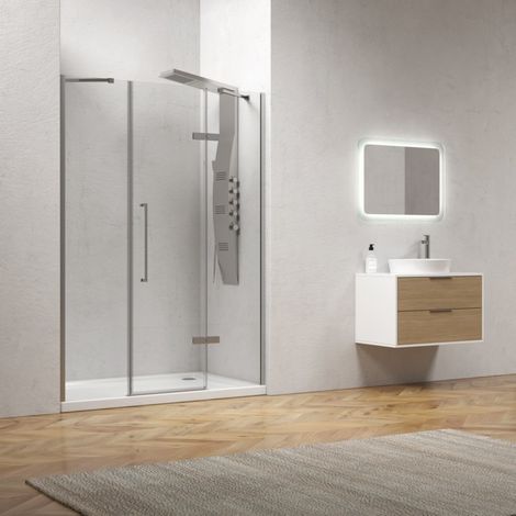 Porta doccia 130cm battente con 2 laterali fissi  KT6000 kamalu