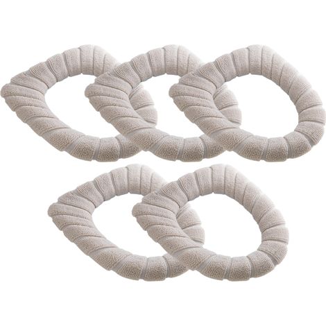 Lot de 5 protège-sièges de toilettes épais et doux pour salle de bain - Fibres extensibles et chaudes - Installation facile - Housses de couvercle rembourrées, lavables et confortables (1/5)
