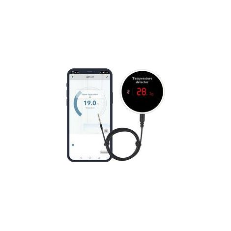 Capteur de température Wi-Fi avec sonde étanche externe, écran LCD rétroéclairé, batterie rechargeable – pour congélateur, réfrigérateur et aquarium (1/4)