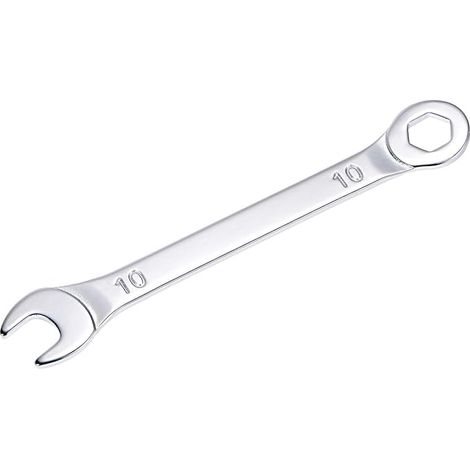 Llave de mezcla delgada con terminal descentrado de seis puntas y terminal métrico de ángulo abierto, acabado cromado espejo, acero de alto carbono, 10 mm (1/5)