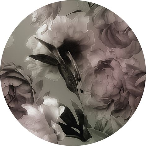 Papier peint intissé auto-adhésif rond Thème Magie des pivoines 70 cm (1/5)