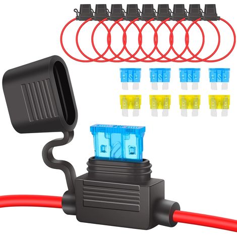 12V 16AWG In-Line Fuse Holder Copper Wire with Protection 15A 20A for Car/Truck/Motorcycle/Boat 8PCS Waterproof (1/5)