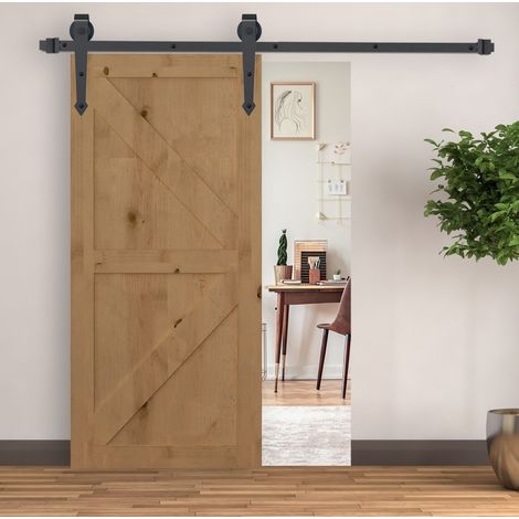 Schiebetürbeschlag-Set 200 cm aus Karbonstahl, 100 kg, braun, OKMYHOME (1/5)