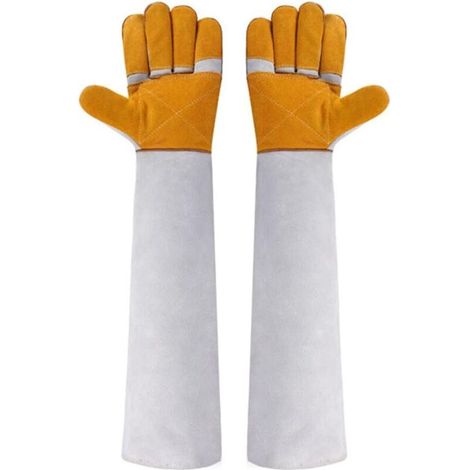 Gants de travail en cuir de 23,6 pouces pour animaux de compagnie, anti-morsures, pour chats, chiens, oiseaux, serpents, rembourrage polyvalent résistant aux rayures (1/5)
