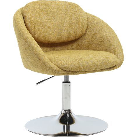 Wahson Armchair Chenille, Modern Swivel Vanity Chair with Upholstered Fabric Dressing Table Chair Height Adjustable for Home Bedroom Office, Yellow