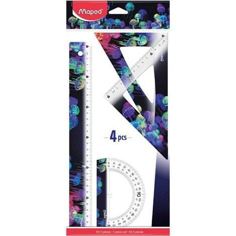 Maped - Kit de Traçage 4 pièces Deepsea Paradise - Règle 30 cm + Équerre 60° + Équerre 45° + Rapporteur 180° (1/5)