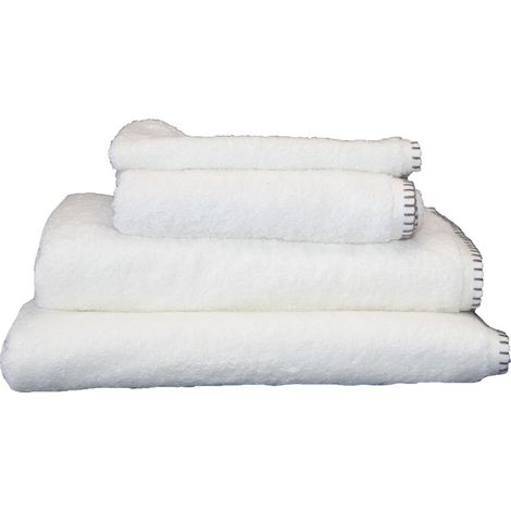 Serviette Grand Hotel surpiqure noire Blanc 30x50 cm