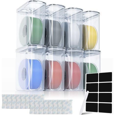 Randaco Filament Aufbewahrungsbox 4L für 3D-Druck, 8er Set, transparent-schwarz, feuchtigkeitsgeschützt (1/5)