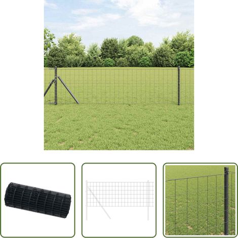 vidaXL Terrassenzaun -  Eurozaun Grau 0,4 x 50 m PVC-beschichtetes Eisen (1/5)