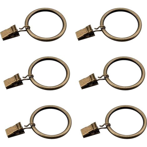 Ensemble de 30 anneaux de rideaux en bronze avec pinces / Crochets décoratifs robustes en métal avec œillets pour rideaux, salle de bain, compatibles avec les tringles de 3,2 cm (1 1/4 pouce). (1/5)