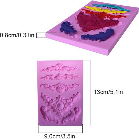 Moule en silicone 3D sculpté fleur baroque rouleau pour fondant, décoration cupcake et gâteau, outil de pâtisserie (1/5)