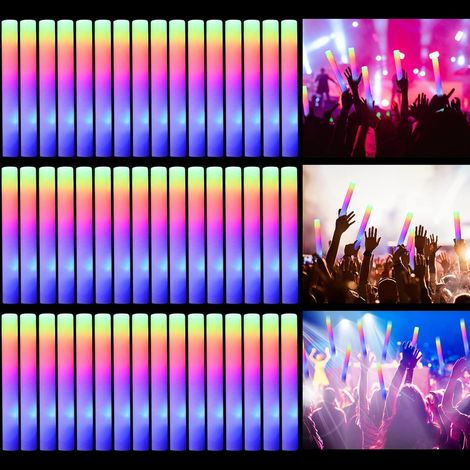 50 Stück LED-Schaumstoff-Leuchtstäbe, Leuchtstäbe für Partys, 3 Blinkmodi, 50 Stück (1/4)